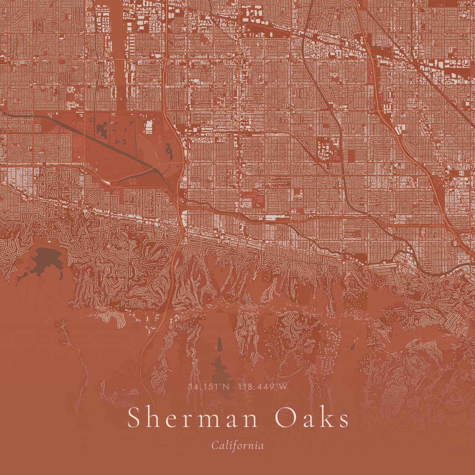 Map of Sherman Oaks, California and surrounding communities